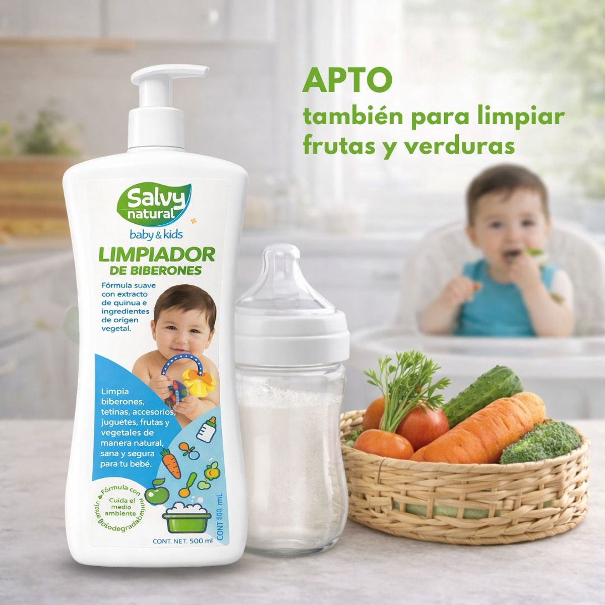 SALVY NATURAL - Limpiador Natural para Biberones y Accesorios Salvy Natural 500 ml