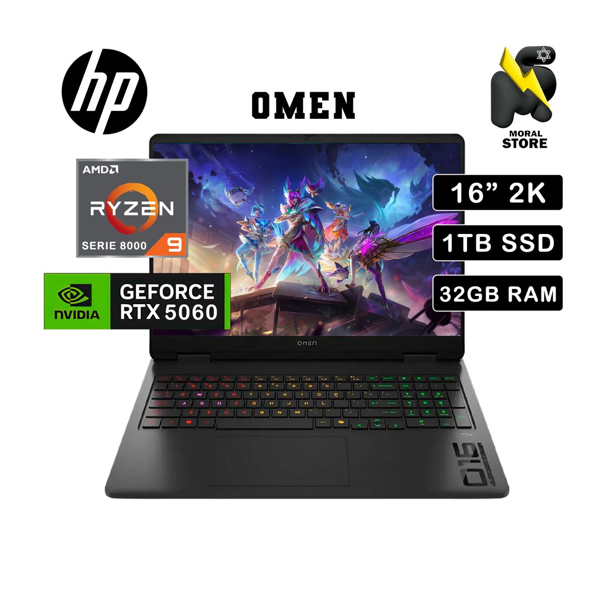 HP - LAPTOP HP OMEN  16-AP0053DX /AMD RYZEN  9-8940HX /32GB RAM /1TB SSD /RTX5060-8GB/ 16 WUXGA