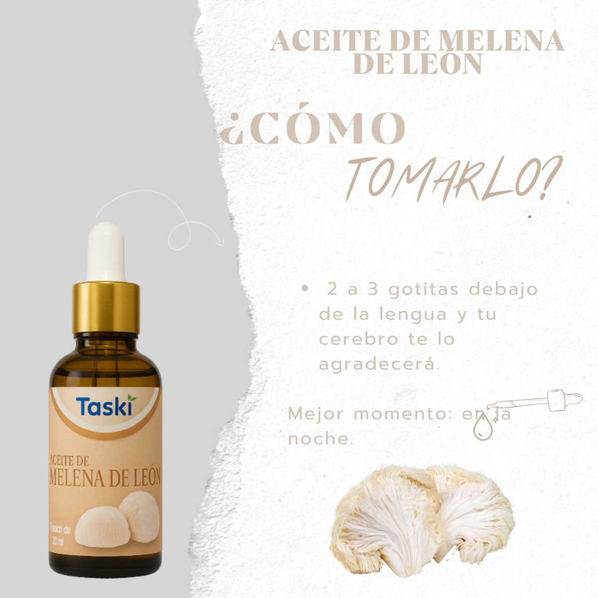 DINOA - Aceite de Melena de León 30ml Taski  /Memoria  /Foco y Bienestar