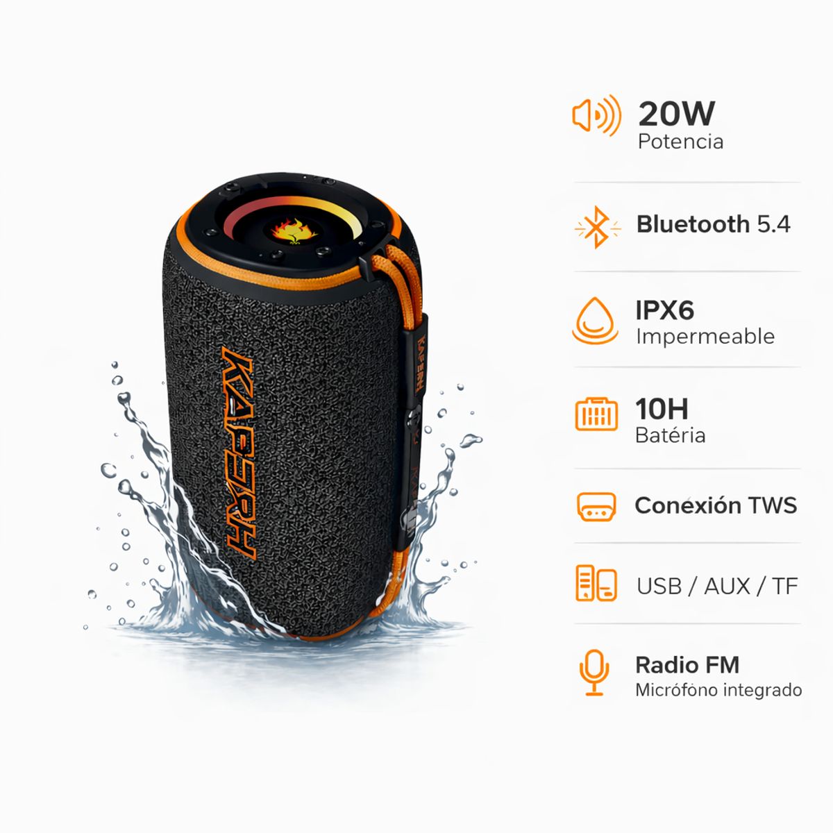 GENERICO - Parlante Bluetooth Portátil KABOOM  Impermeable