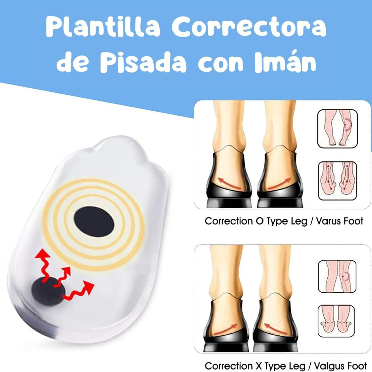 OEM - Plantillas Correctoras de Piernas Tipo O/X y Pronación de Silicona - 1 Par