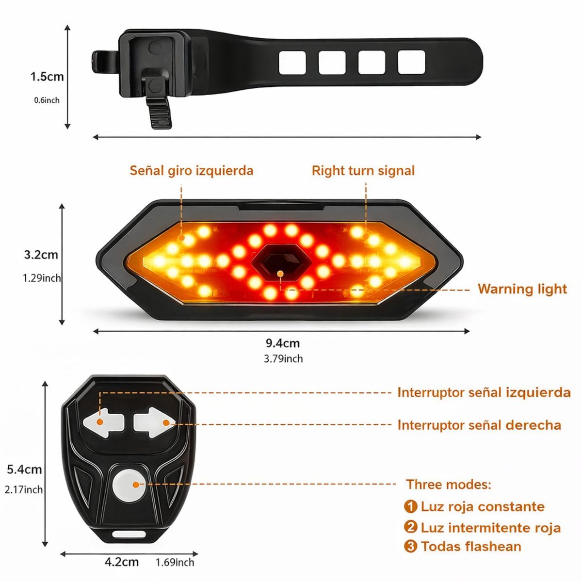 OEM - Pack Luces Bicicleta Delantera y Trasera