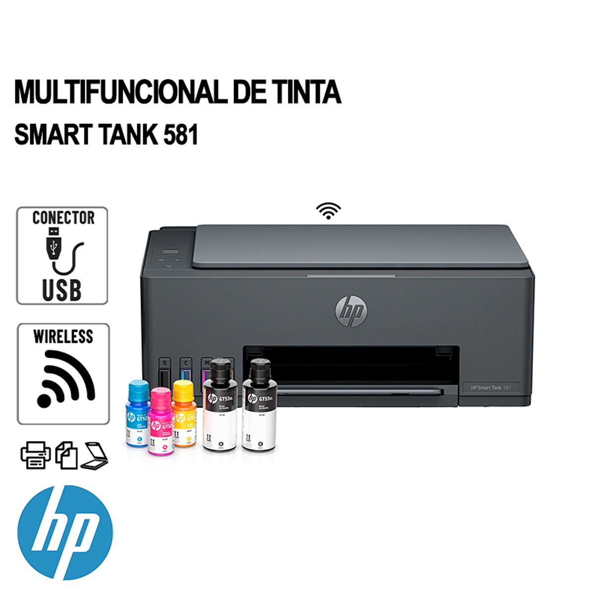 IMPRESORA DE TINTA HP SMART TANK 581 WI-FI - USB, marca HP - Foto 2