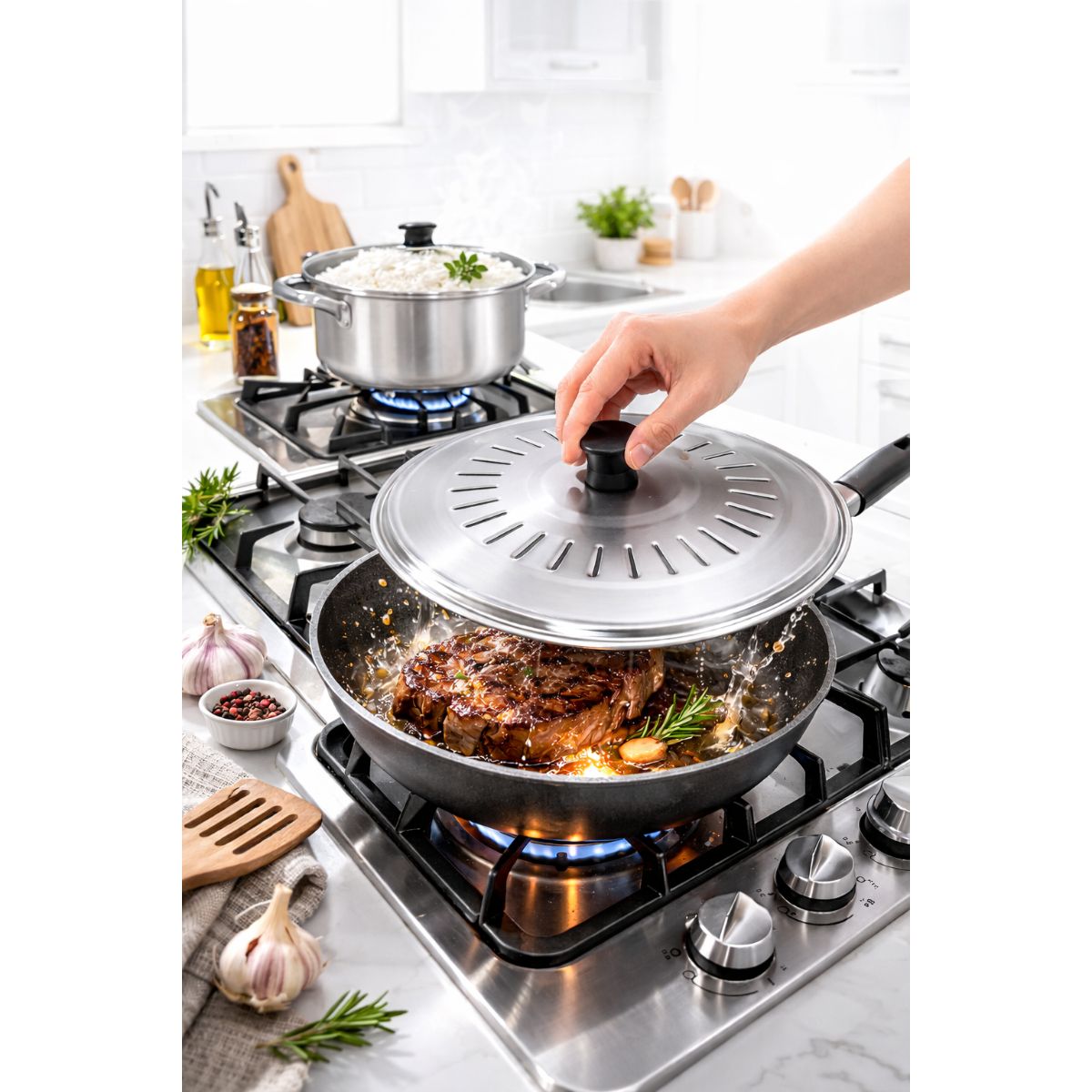 GENERICO - Tapa Premium de Acero Inoxidable 22 cm – Alta Calidad y Estilo