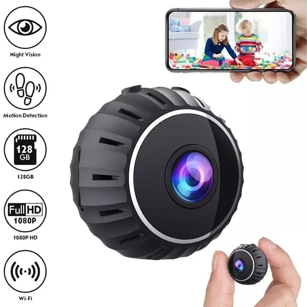 SEISA - Camera Mini Camera Security Cameras 1080p Hd NEGRO