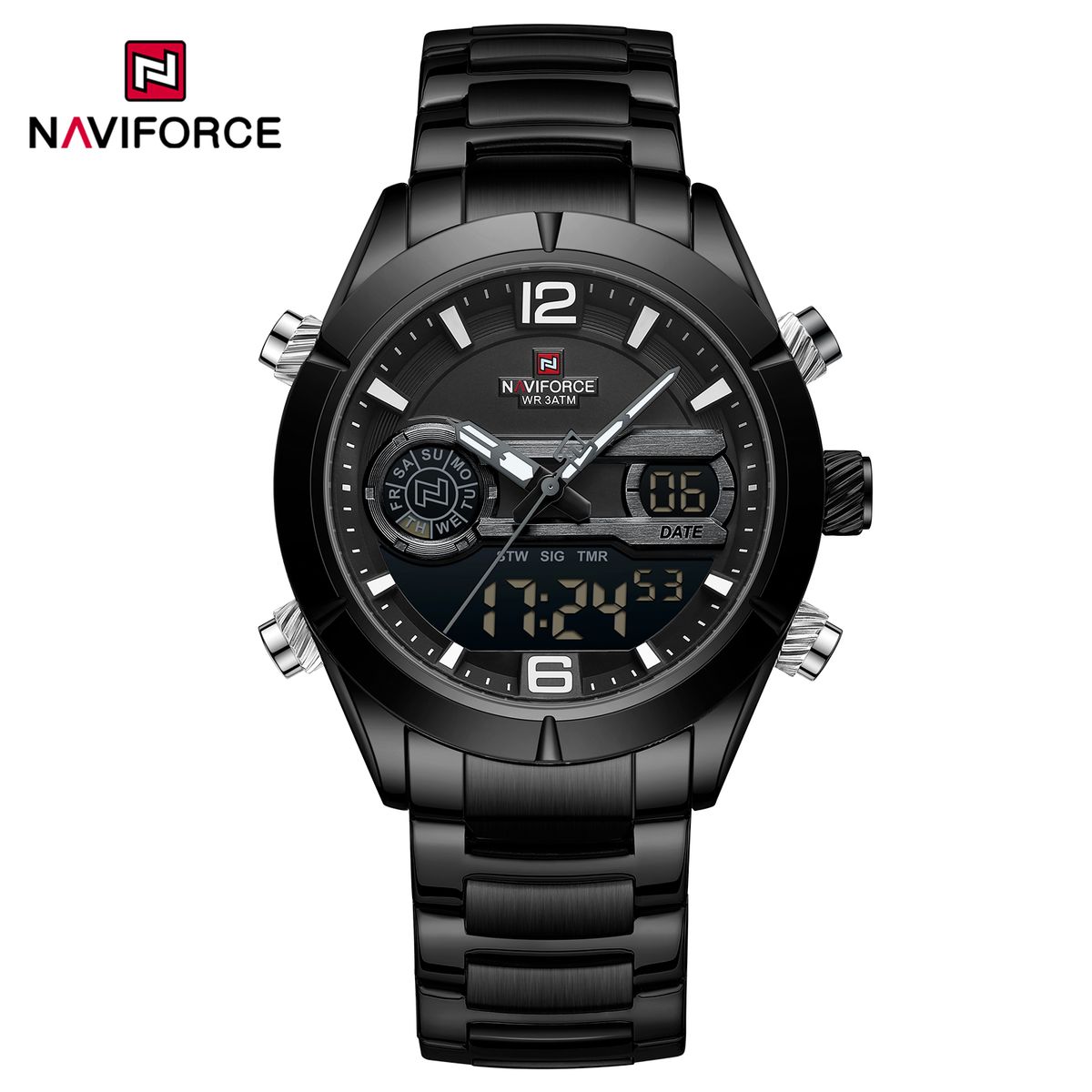 NAVIFORCE - Reloj Naviforce para Hombre NF9232 Negro Digital Analógico Inoxidable