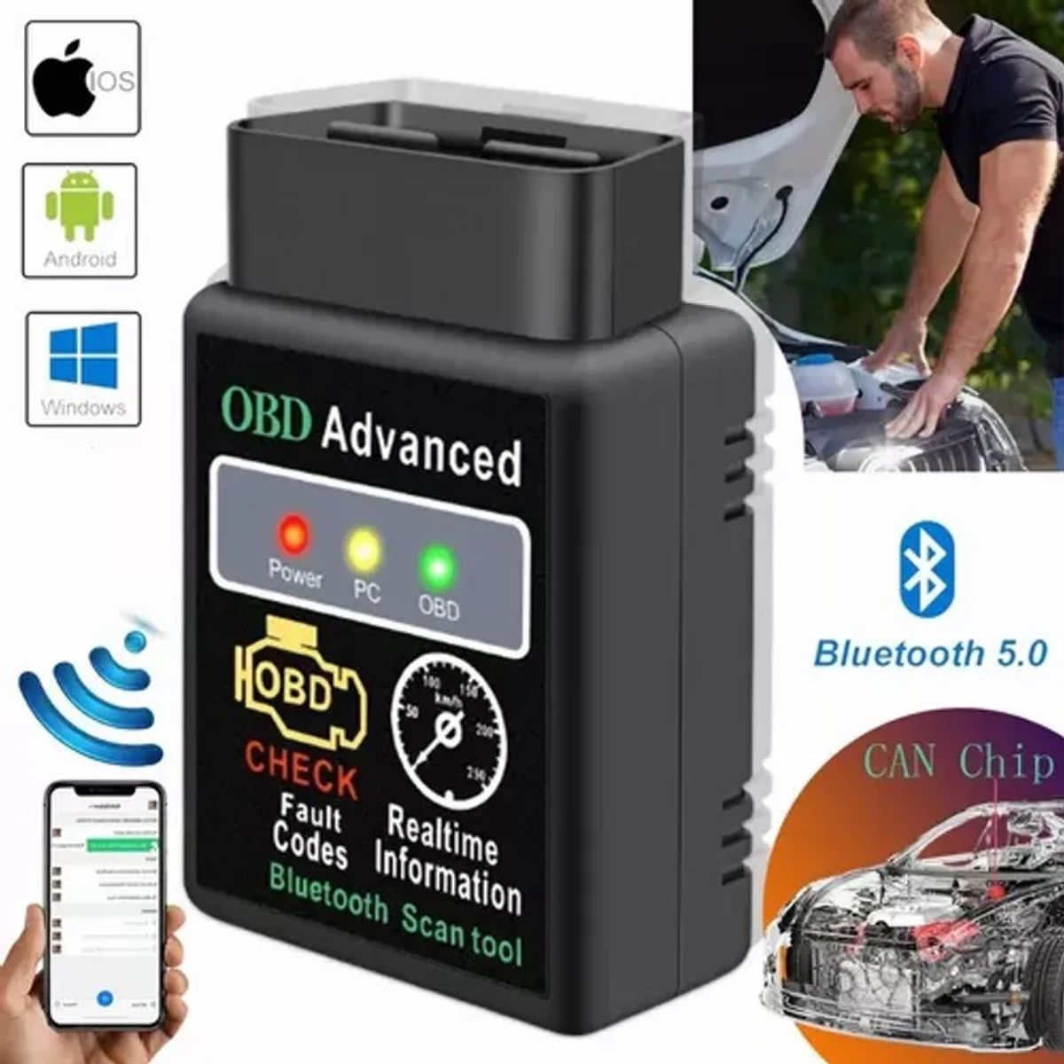 OEM - Lector de Códigos de Error Automotriz OBD2 Bluetooth - Diagnóstico Real V02H4