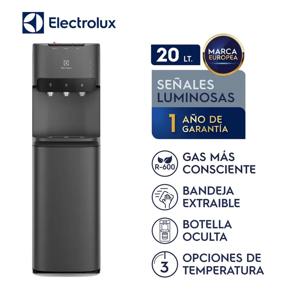 ELECTROLUX - Dispensador de Agua Electrolux Pure Sense con Botellón Oculto Negro ED30SRBL