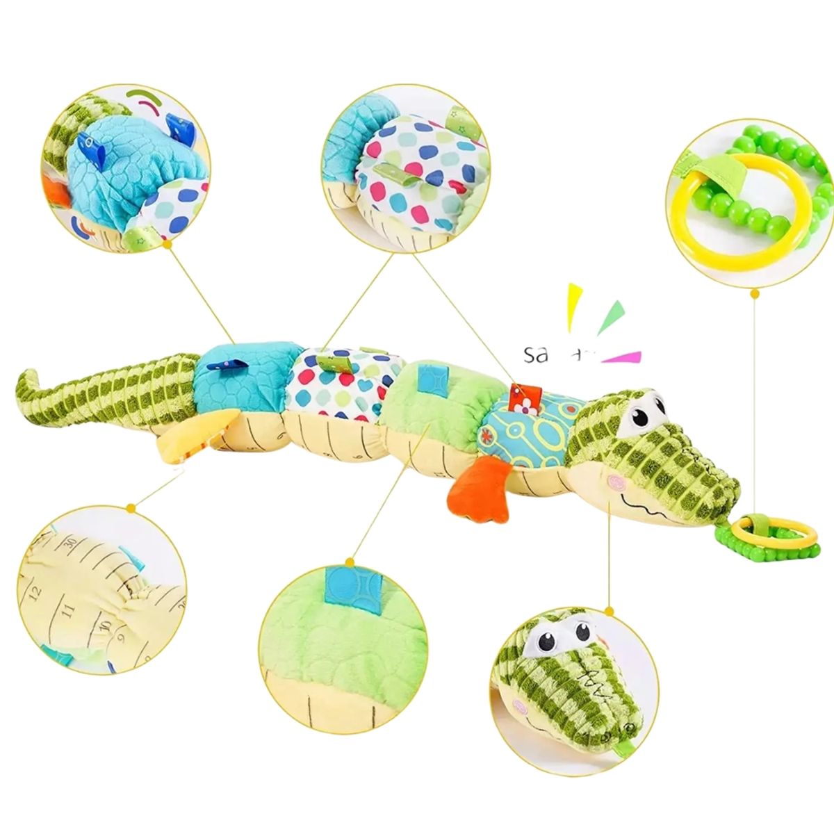 GENERICO - Cocodrilo Sonajero Musical Peluche Apego Sensorial