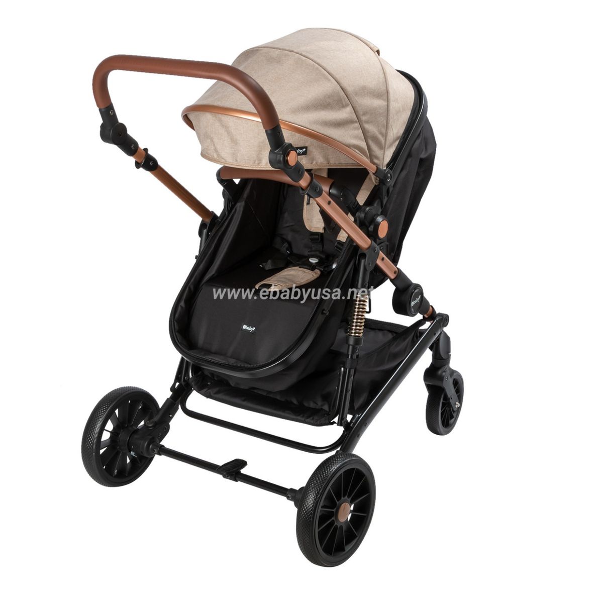 EBABY - Coche de paseo para bebé Mango Reversible LEAF Negro