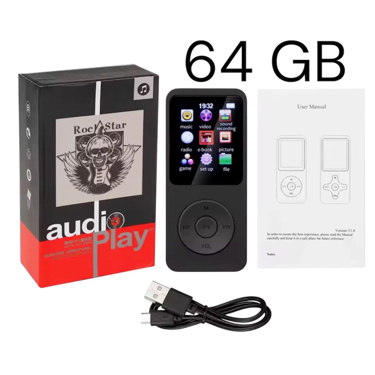 GENERICO - REPRODUCTOR MP3 64 GB BLUETOOTH NEGRO FM