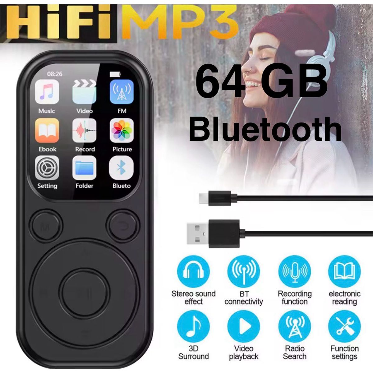 GENERICO - REPRODUCTOR MP3 64 GB BLUETOOTH