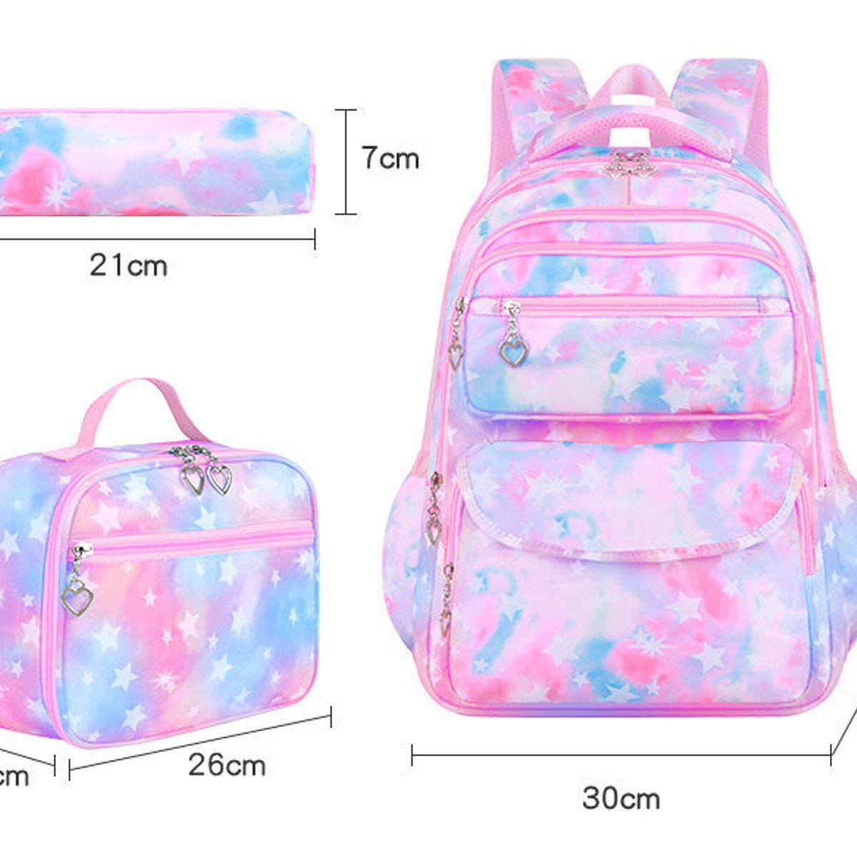 GENERICO - MOCHILA ESCOLAR KAWAII 3 PIEZAS TAMAÑO OFICIO COLOR ROSADO