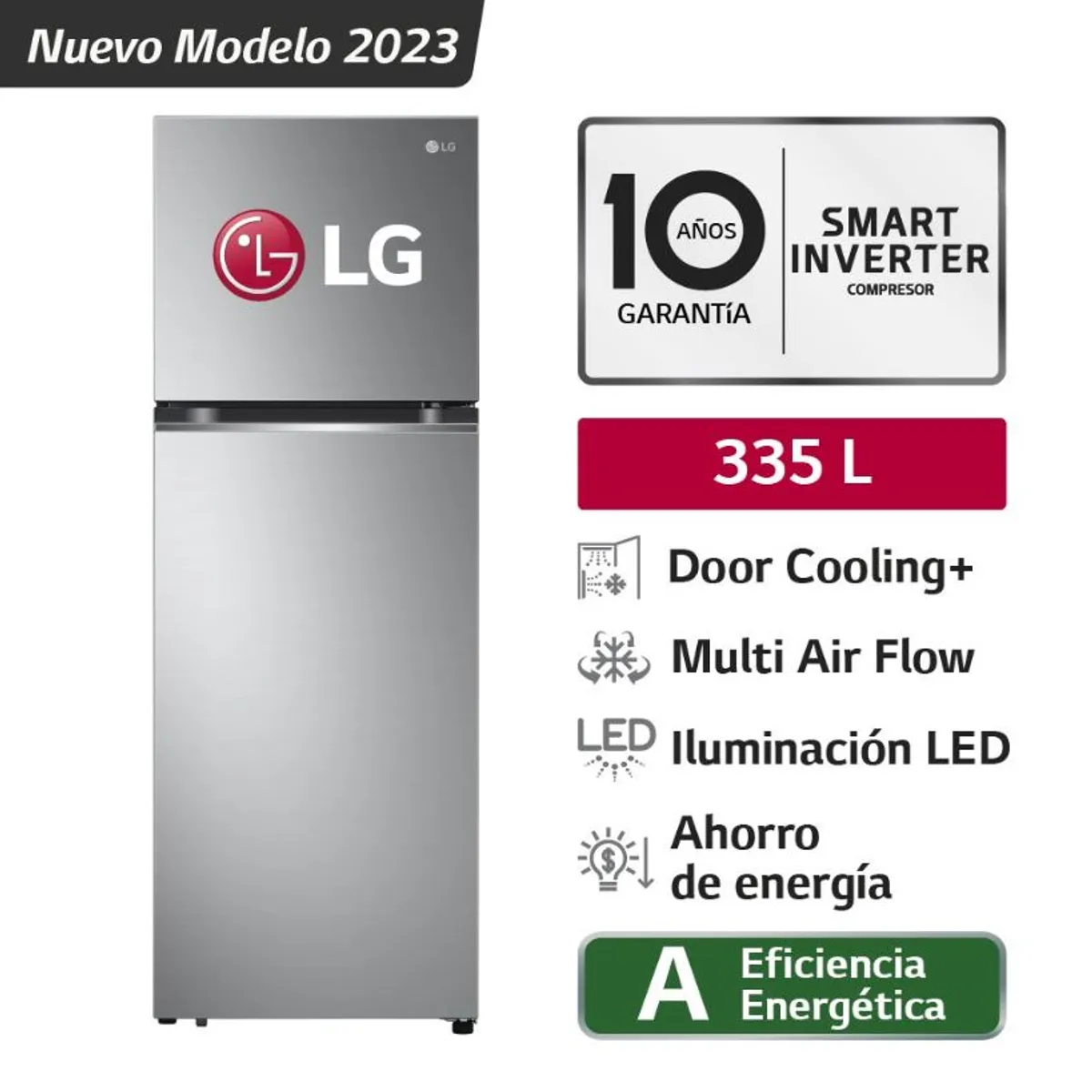 LG - REFRIGERADORA LG 335L GT33BPP TOP FREEZER DOOR COOLING PLATEADA