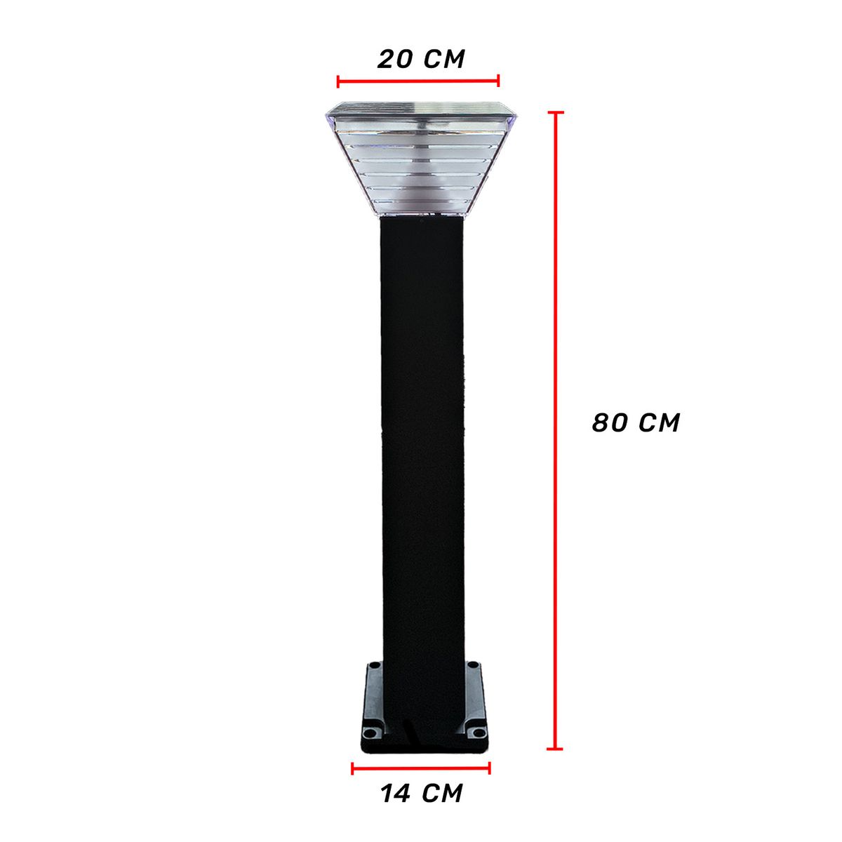 GENERICO - Lámpara Solar LED Bolardo Cubo Garden Light 20W IP66