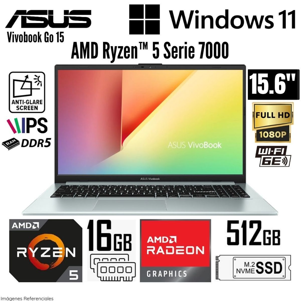 ASUS - Laptop Asus Vivobook 15 E1504FA-BQ547 AMD Ryzen 5 7520U 16GB RAM 512GB SSD 15.6"  FHD - Green Grey