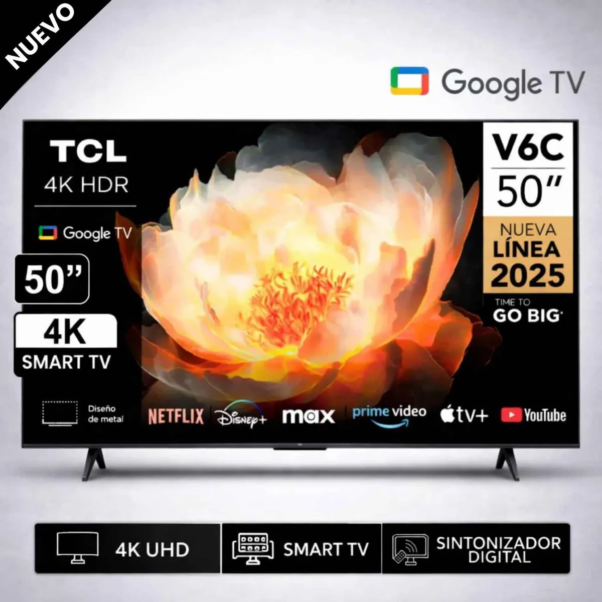 TCL - Televisor TCL 50” 50V6C LED UHD 4K Smart TV 2025