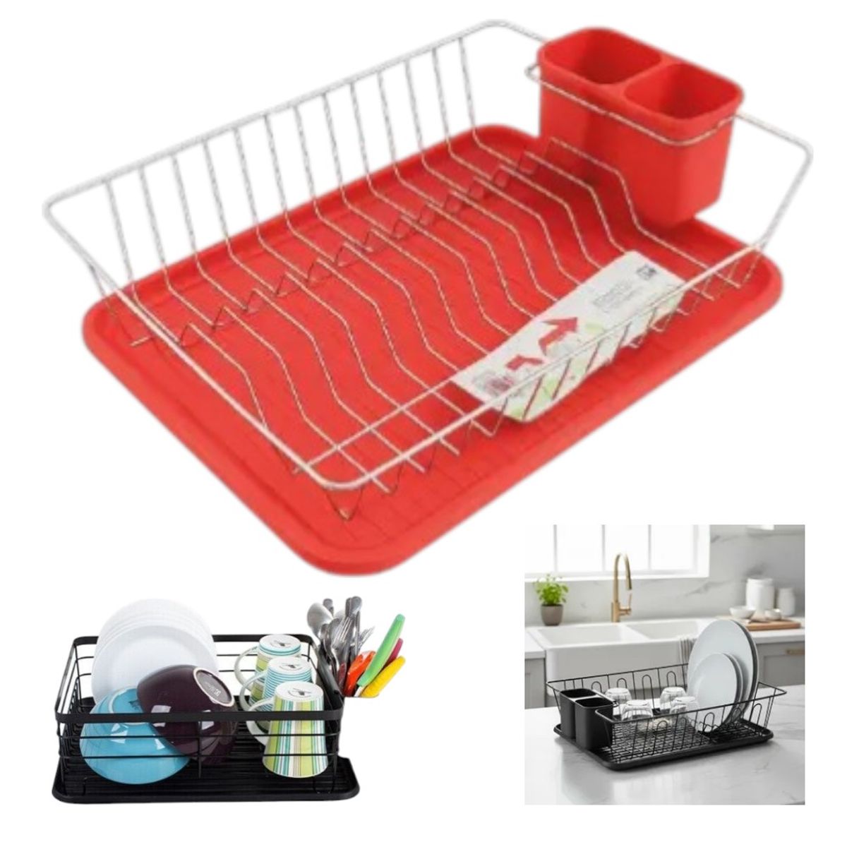 Escurridor de Platos de Metal con Bandeja Extraíble - Secador de Vajilla Elegante, marca OEM - Foto 2