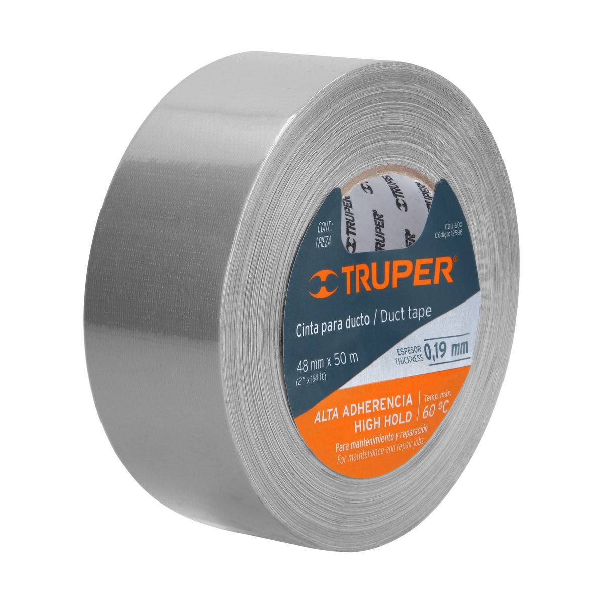TRUPER - Cinta para ducto 50m x 48mm, espesor 0.19mm TRUPER 12588