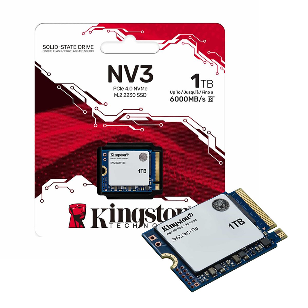 KINGSTON - Disco SSD Kingston NV3 1TB M.2 2230 NVMe PCIe 4.0 para Laptop y Consolas Portátiles