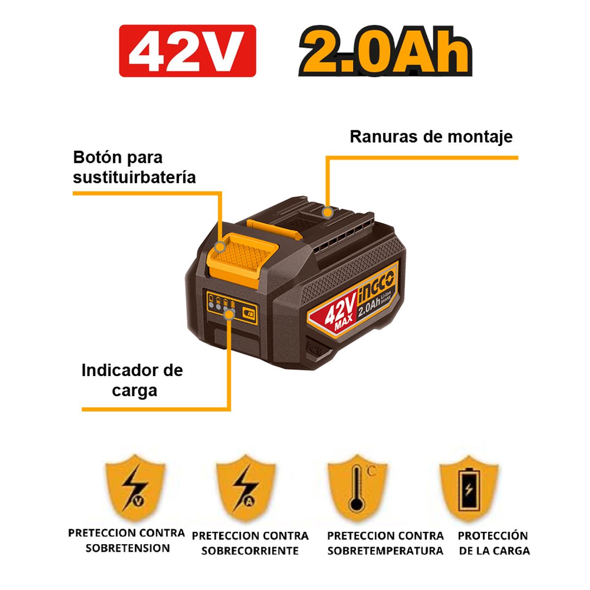 INGCO TOOLS - BATERÍA DE LITIO INGCO 42V 20AH FBLI42201