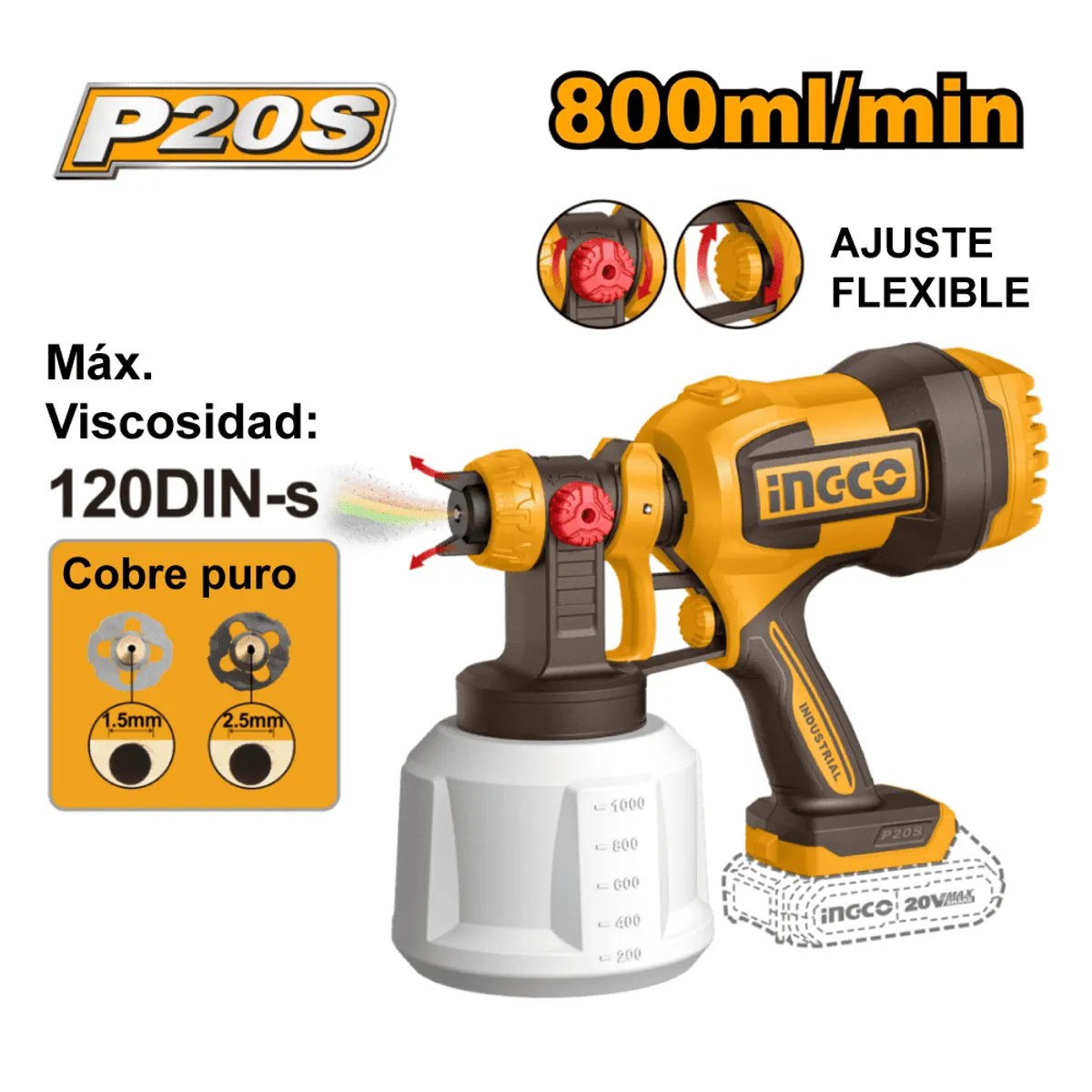 INGCO TOOLS - COMBO PISTOLA DE PINTAR INGCO CSGLI2004 + HIDROLAVADORA CPWLI20362 + ASPIRADORA CVLI201261