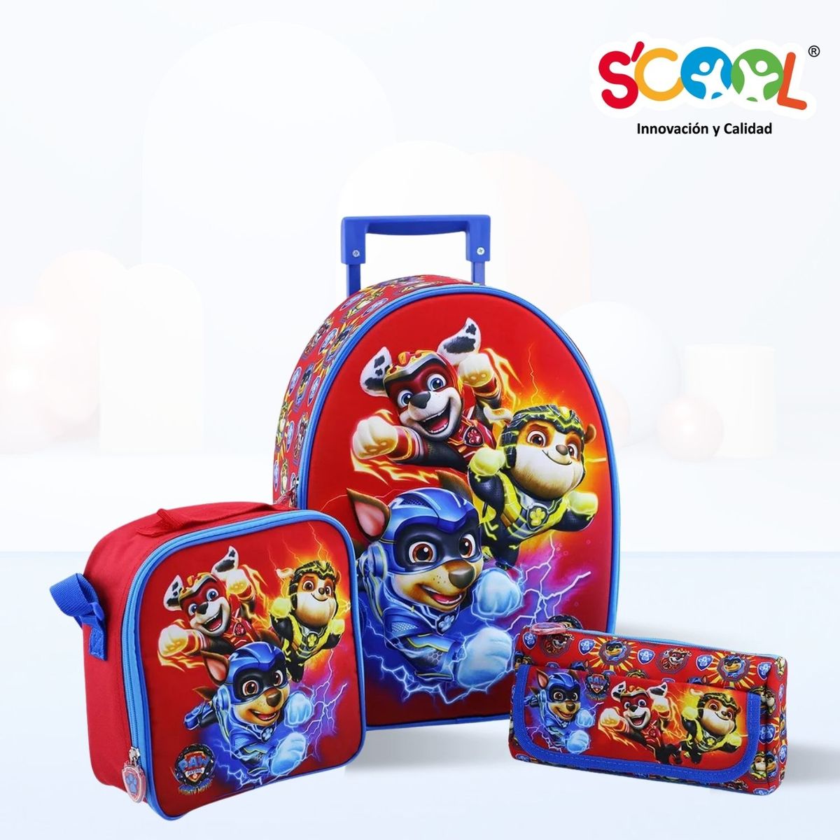 SCOOL - Set de Mochila Escolar Con Rueda 3D Paw Patrol Niño Rayo Scool
