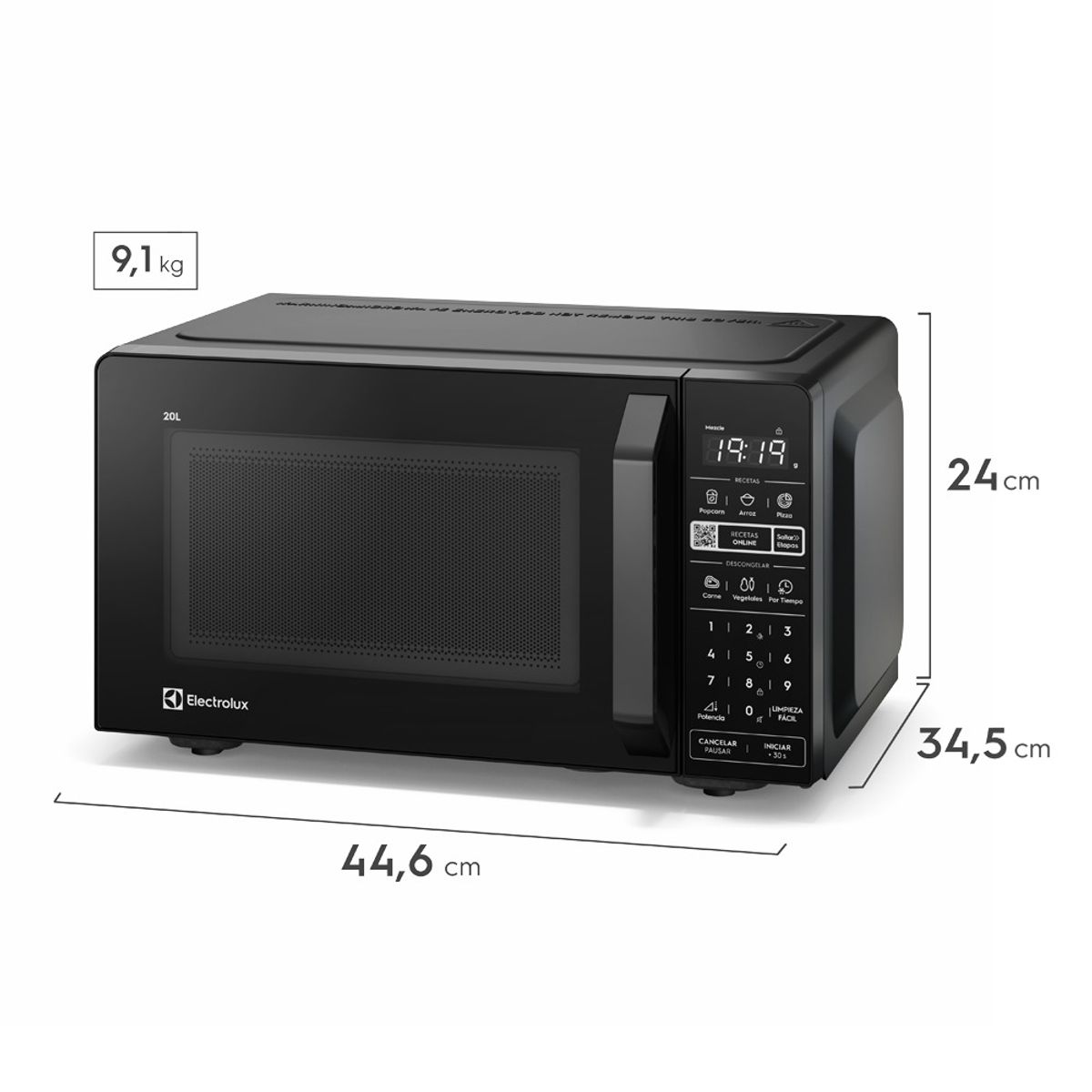 ELECTROLUX - Microondas Electrolux 20L Función Descongelar y Recetas Preprogramadas Negro EMDZ20S2GAB