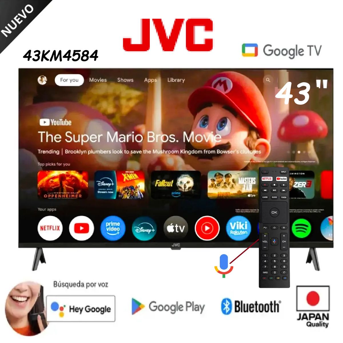 JVC - Nuevo Televisor JVC 43 QLED FHD Google Tv con Control de Voz LT-43KM4584