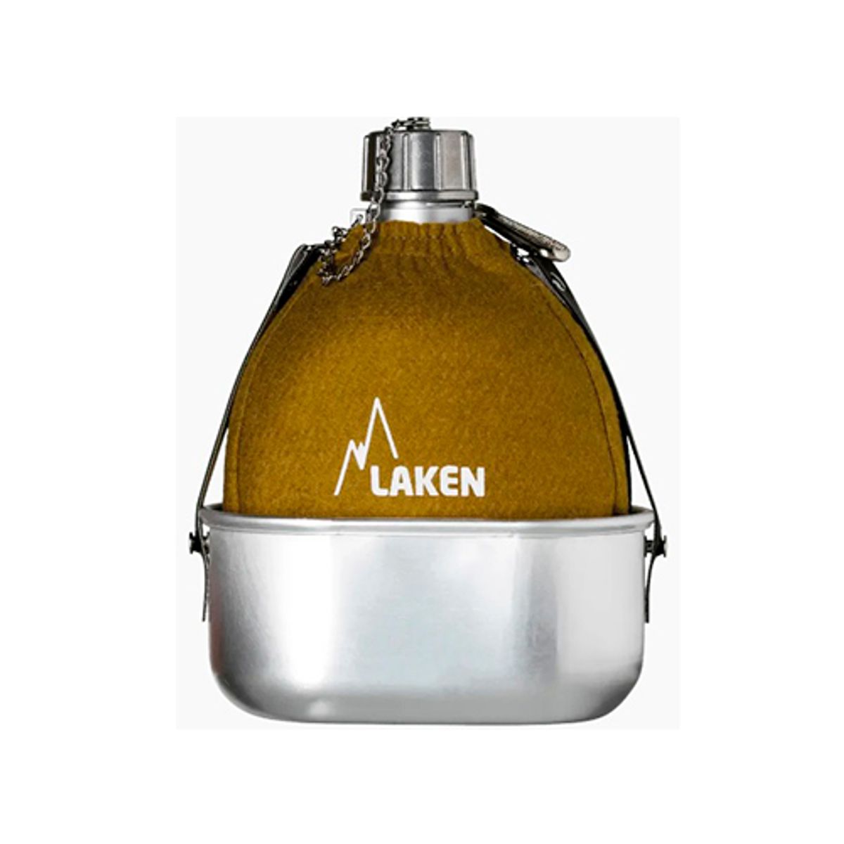 LAKEN - CANTIMPLORA DE ALUMINIO 1L C FUNDA FIELTRO CAQUI + MARMITA 0.6L - LAKEN