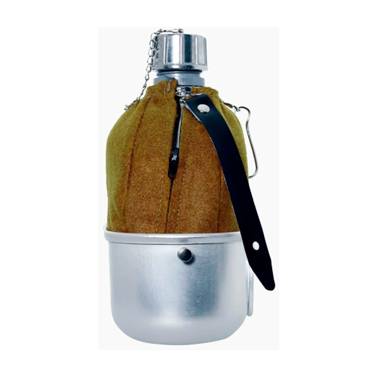 LAKEN - CANTIMPLORA DE ALUMINIO 1L C FUNDA FIELTRO CAQUI + MARMITA 0.6L - LAKEN