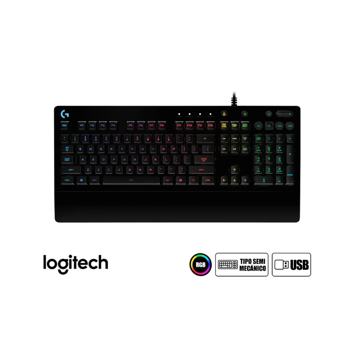 LOGITECH - TECLADO LOGITECH G213 PRODIGY RGB GAMING CON CABLE NEGRO