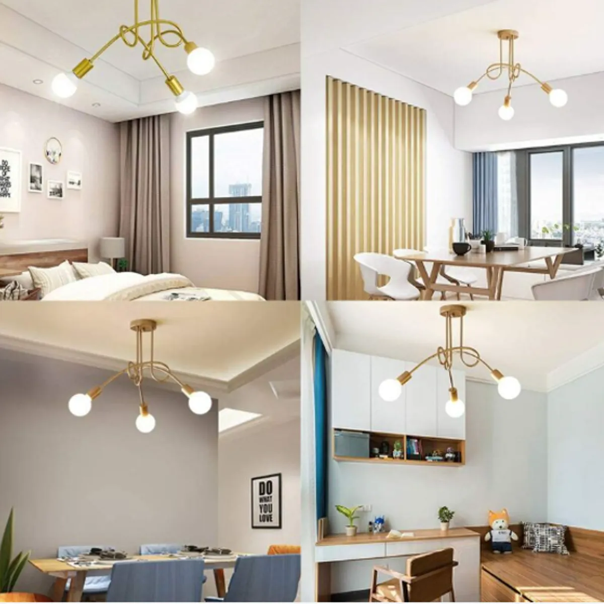 GENERICO - Lampara de techo dorada 3cc