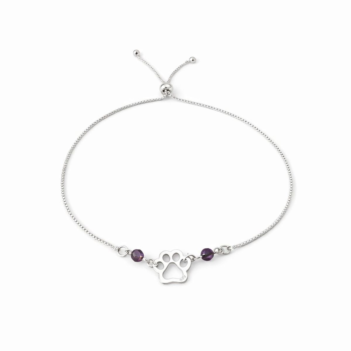 JOYERIA D'PILMER - PULSERA DE PLATA HUELLITA CON CRISTAL COLOR UVA