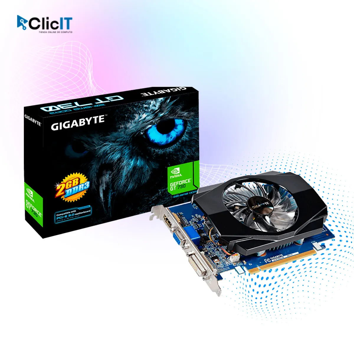 GIGABYTE - TARJETA DE VIDEO GIGABYTE GEFORCE GT 730 2GB DDR3, 64-BIT, VGA, HDMI (PN:GV-N730D3-2GI)