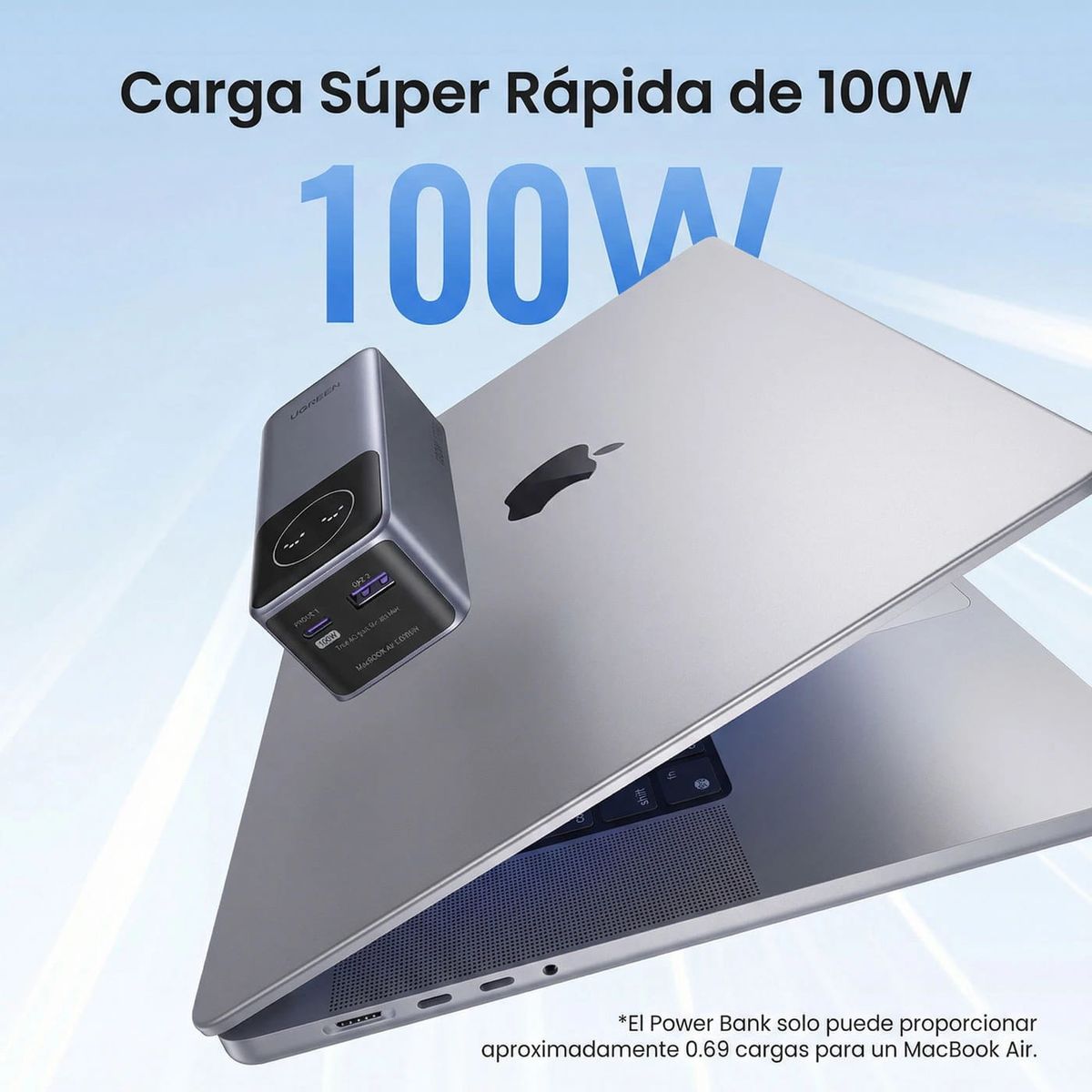 UGREEN - Power Bank Capacidad 12,000 mAh Carga Rapida 100W Para iPad iPhone 17 Pro Galaxy S25 Ultra