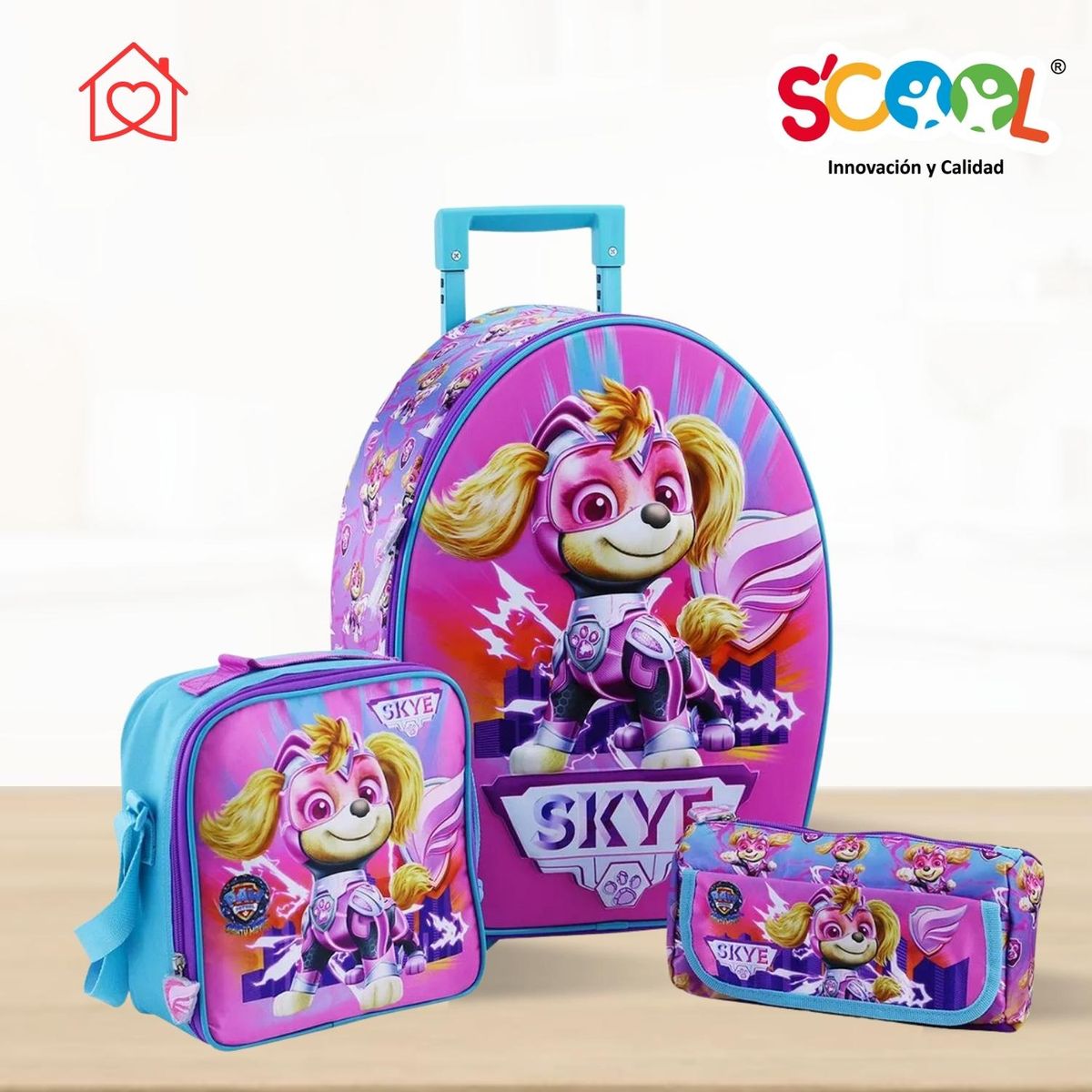 SCOOL - Set de Mochila Escolar Con Rueda 3D Paw Patrol Scool