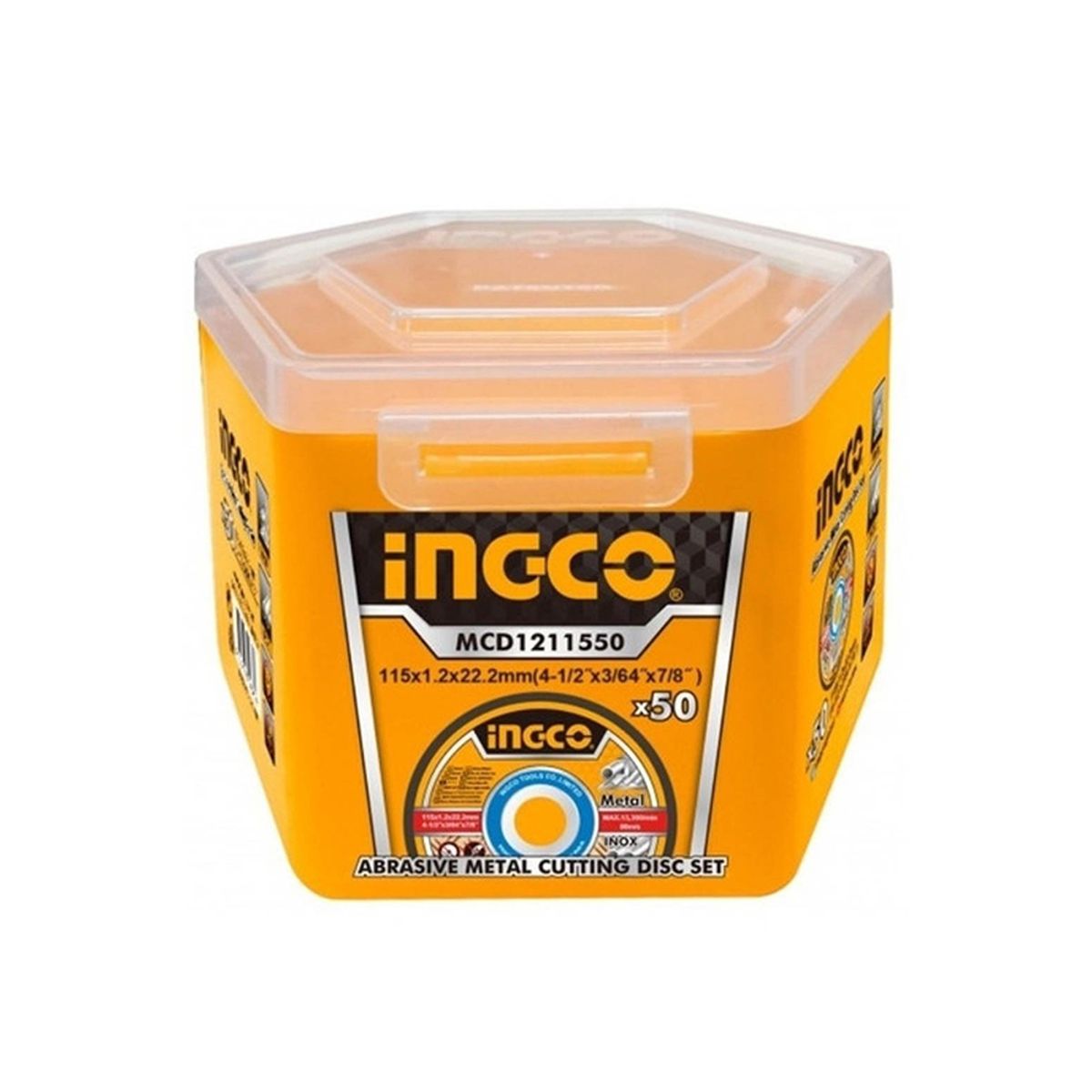 INGCO TOOLS - SET 50 DISCOS DE CORTE PARA METAL INGCO 4 1/2" 115MM X 1.2MM MCD1211550