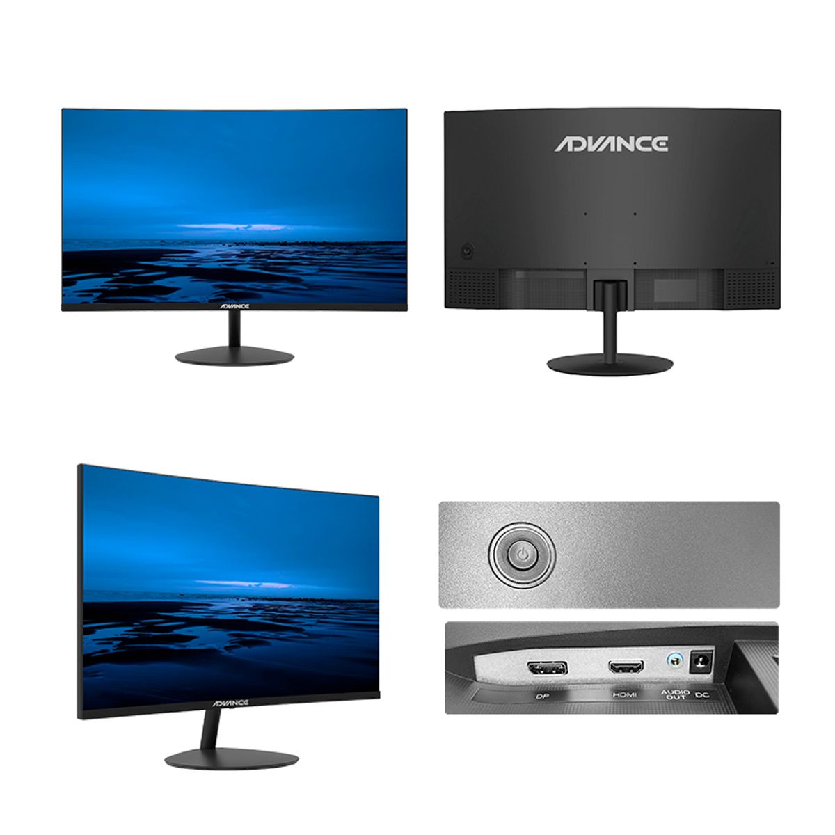 ADVANCE - Monitor curvo ADVANCE ADV-2452S 23.6 FHD VA 100Hz 1ms HDMI DP PARLANTES negro