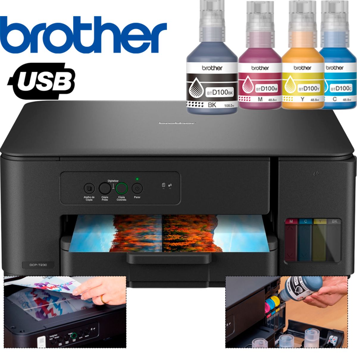 Brother - Impresora Brother DCP-T230 Multifuncional USB