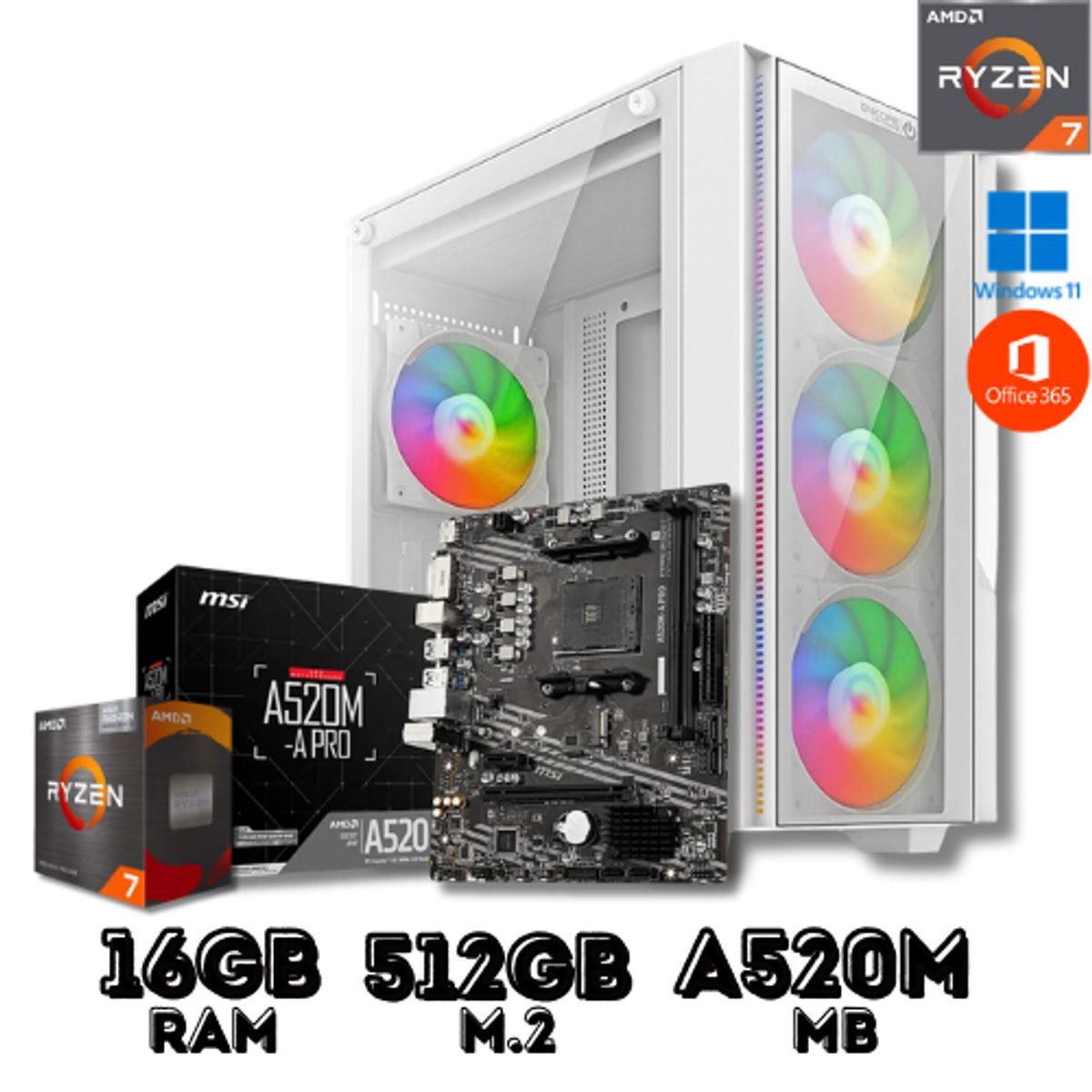 AMD - PC GAMER AMD RYZEN 7 5700G 16GB RAM 512GB SSD