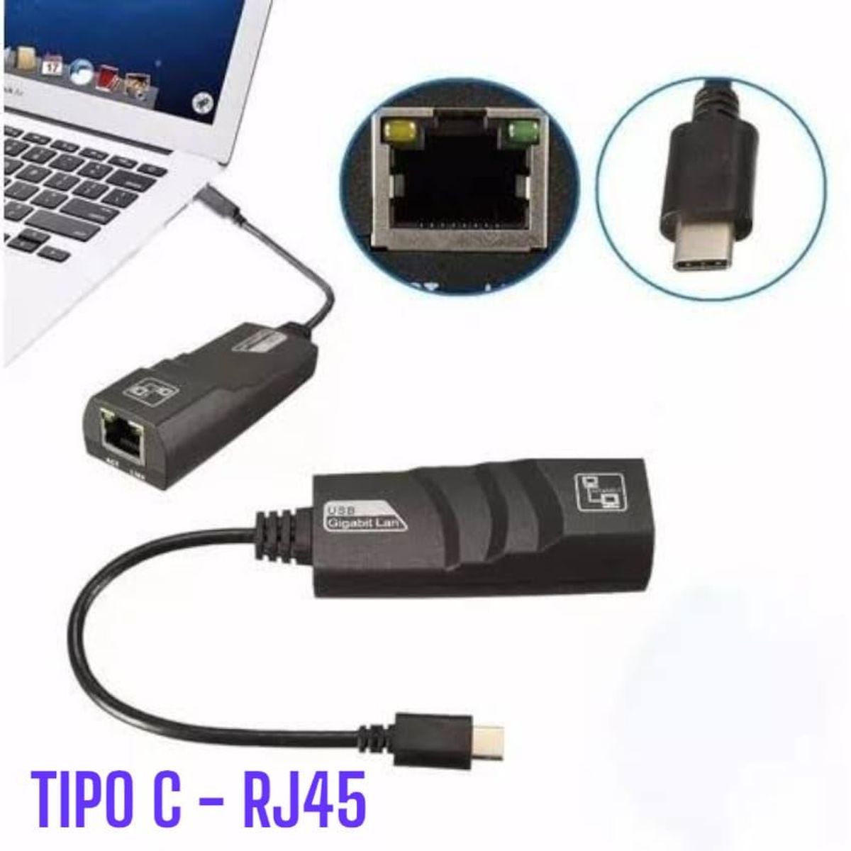 OEM - Adaptador Red RJ45 LAN Tipo C Thunderbolt 3 Ethernet Red