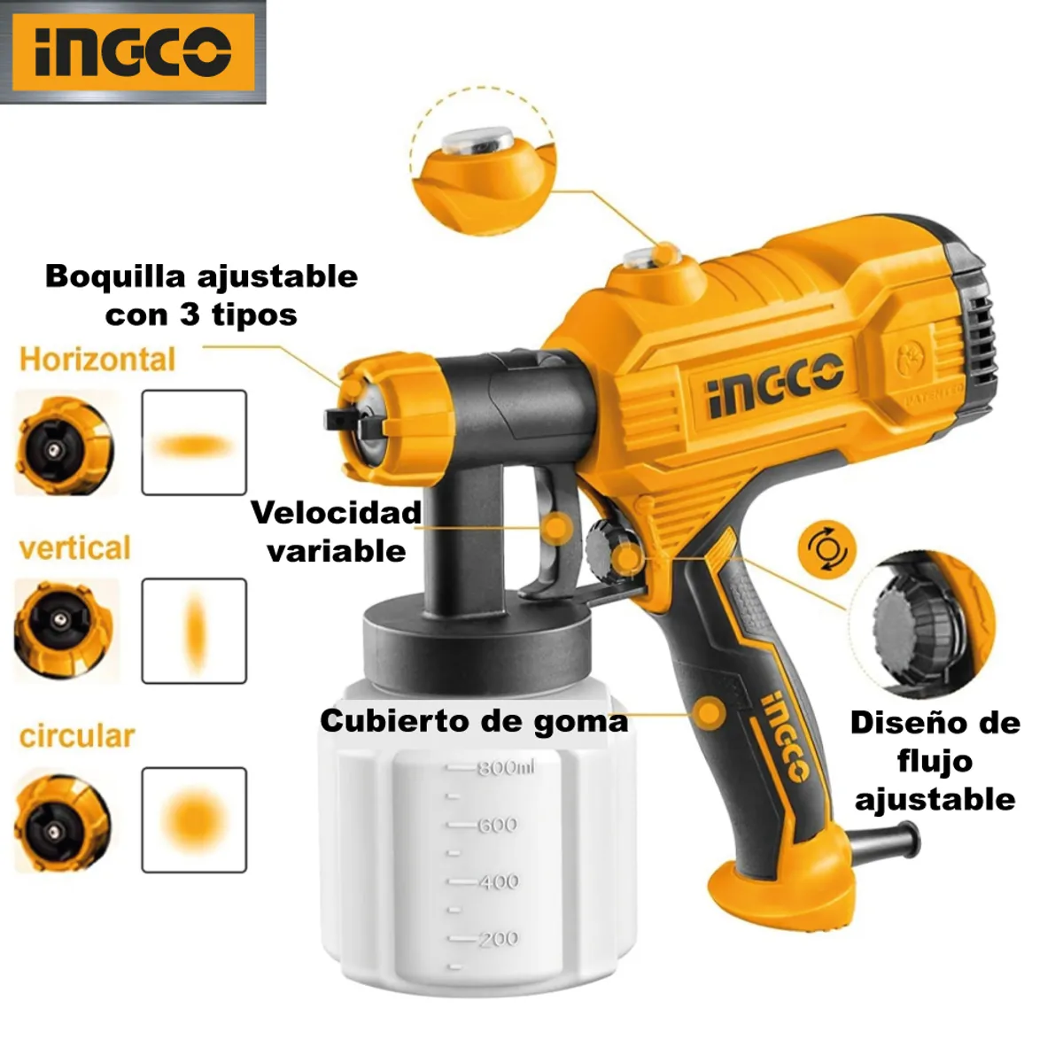 INGCO TOOLS - Pistola para Pintar Eléctrica INGCO 450W SPG3508
