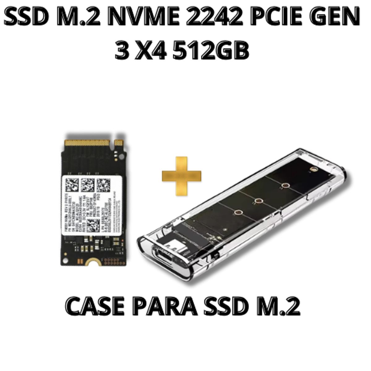 GENERICO - DISCO SOLIDO M.2 NVME 2242 512GB OEM CON CASE DE SSD M.2