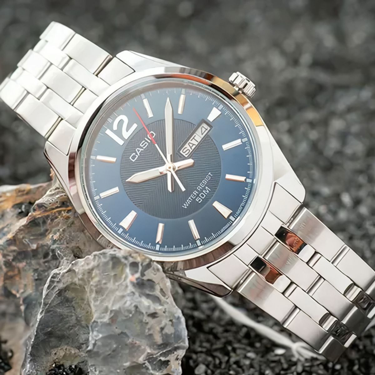 CASIO - MTP-1335D-2AVDF RELOJ CASIO PARA HOMBRE AXERO INOXIDABLE PLATEADO AZUL - CAS-256