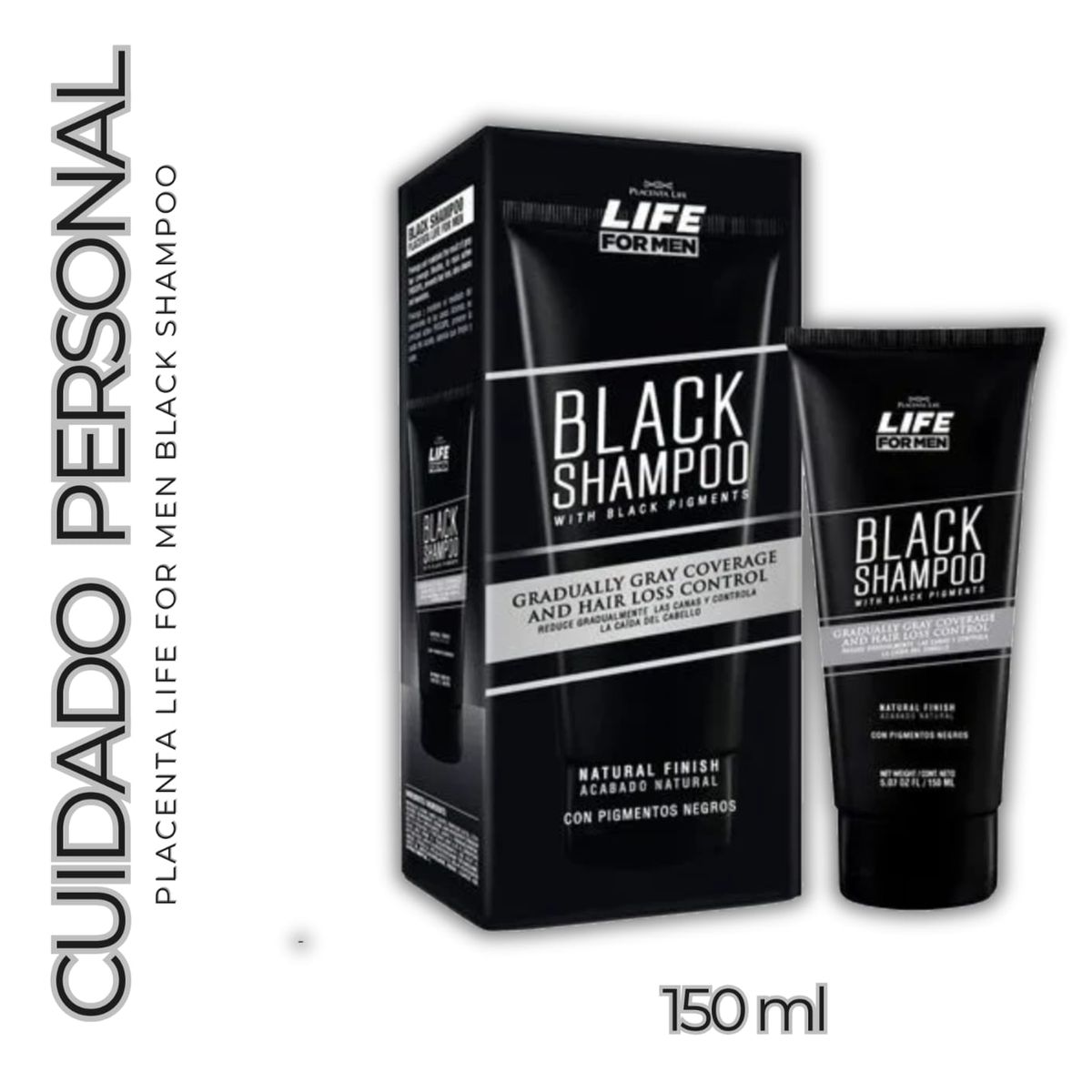 GENERICO - Black Shampoo - Cubrimiento de Canas  Life For Men - 150 ML