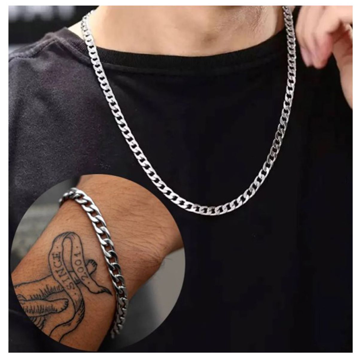 VIKINGO - CADENA Y PULSERA DE  ACERO 316L PARA HOMBRES