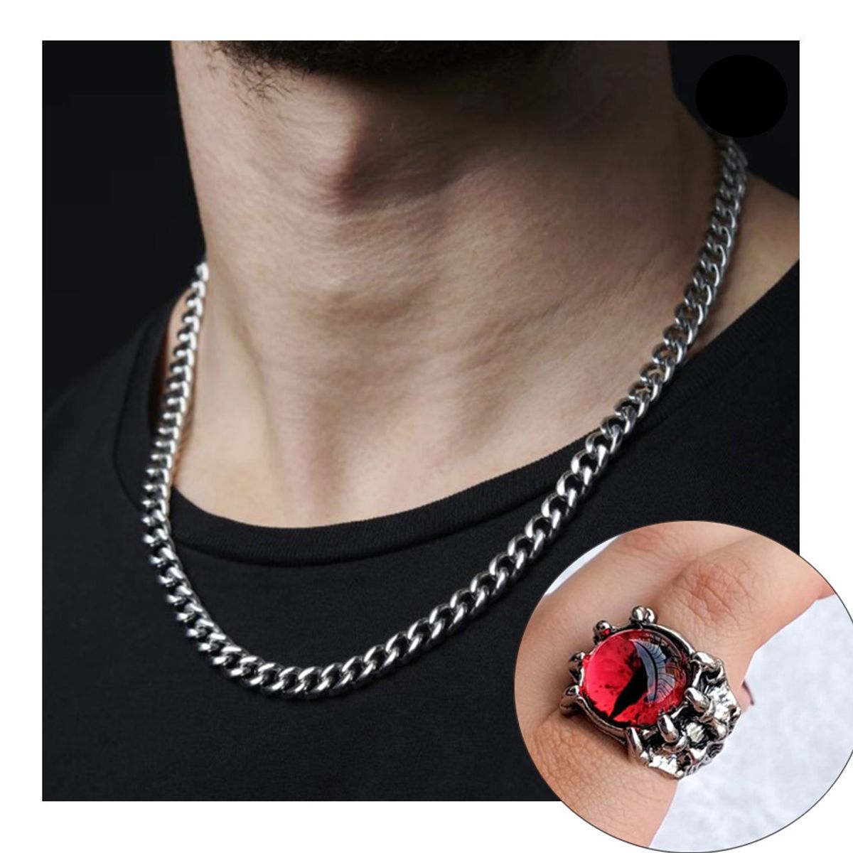 VIKINGO - cadena collar Cubana Acero de  Inoxidable 55 cm X 8 mm