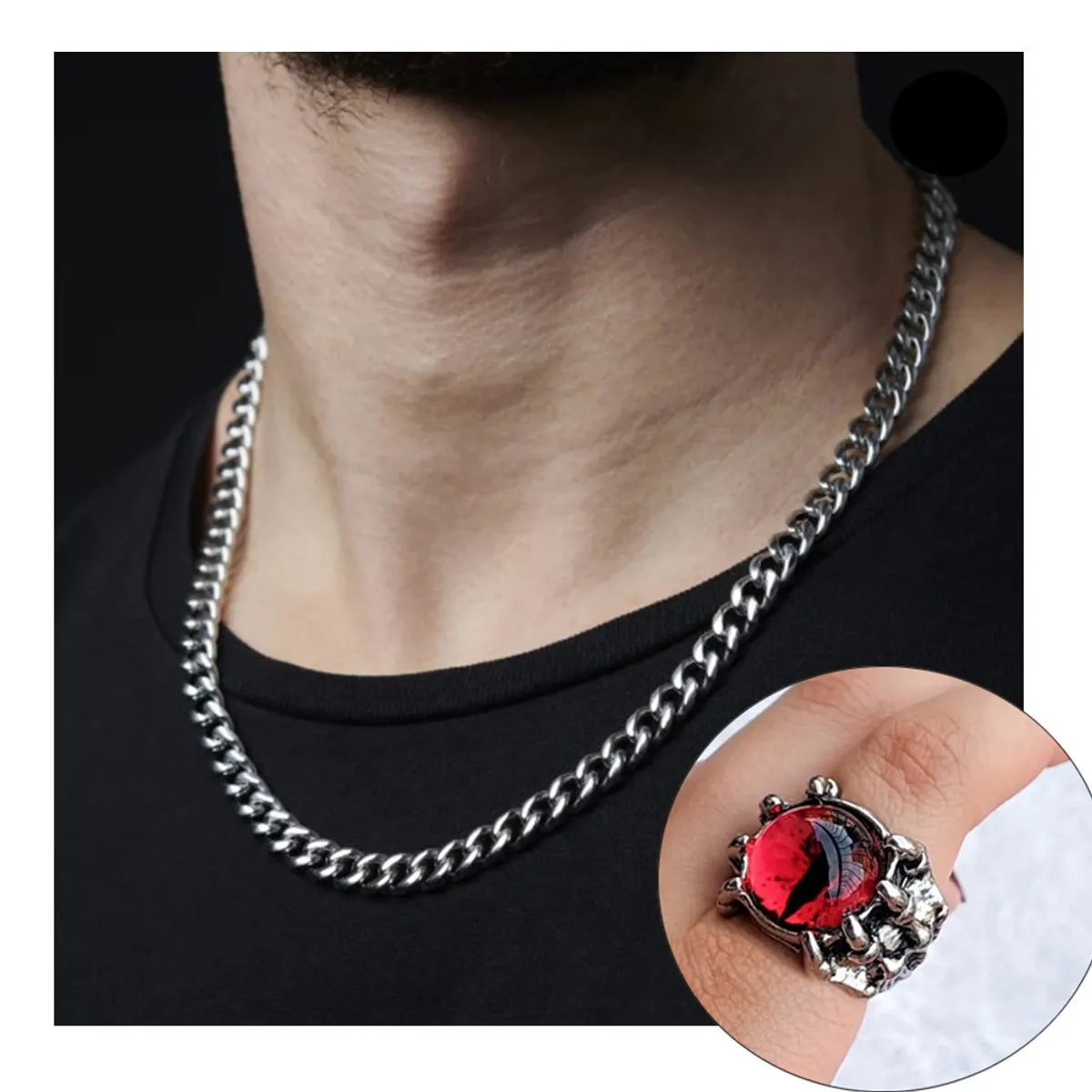 VIKINGO - cadena collar Cubana Acero de  Inoxidable 55 cm X 8 mm