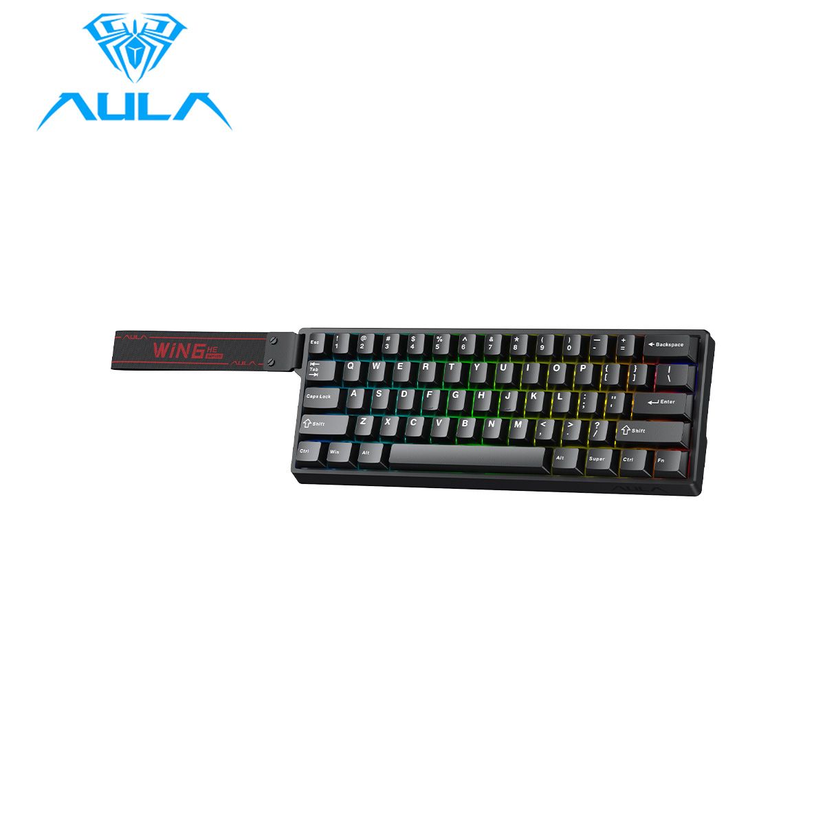 AULA - Teclado Aula WIN60HE Cableado BLACK - GRAY WOOD MAGNETIC SWITCH